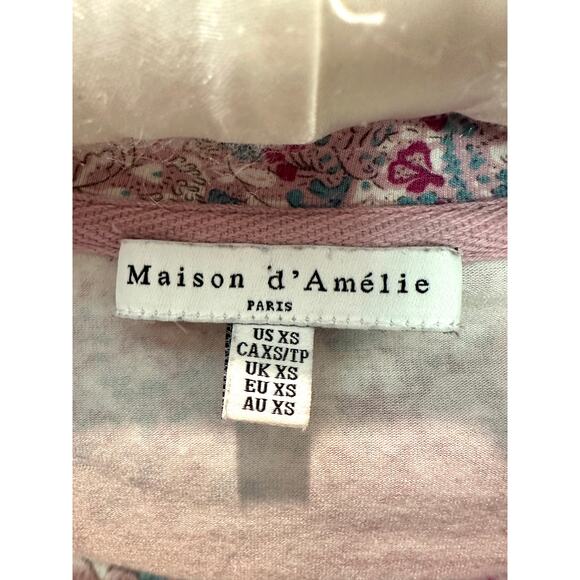 MAISON D’ AMELIE | Pink Paisley Ruched Sleeve Long Sleeve Top | XS - Picture 6 of 8